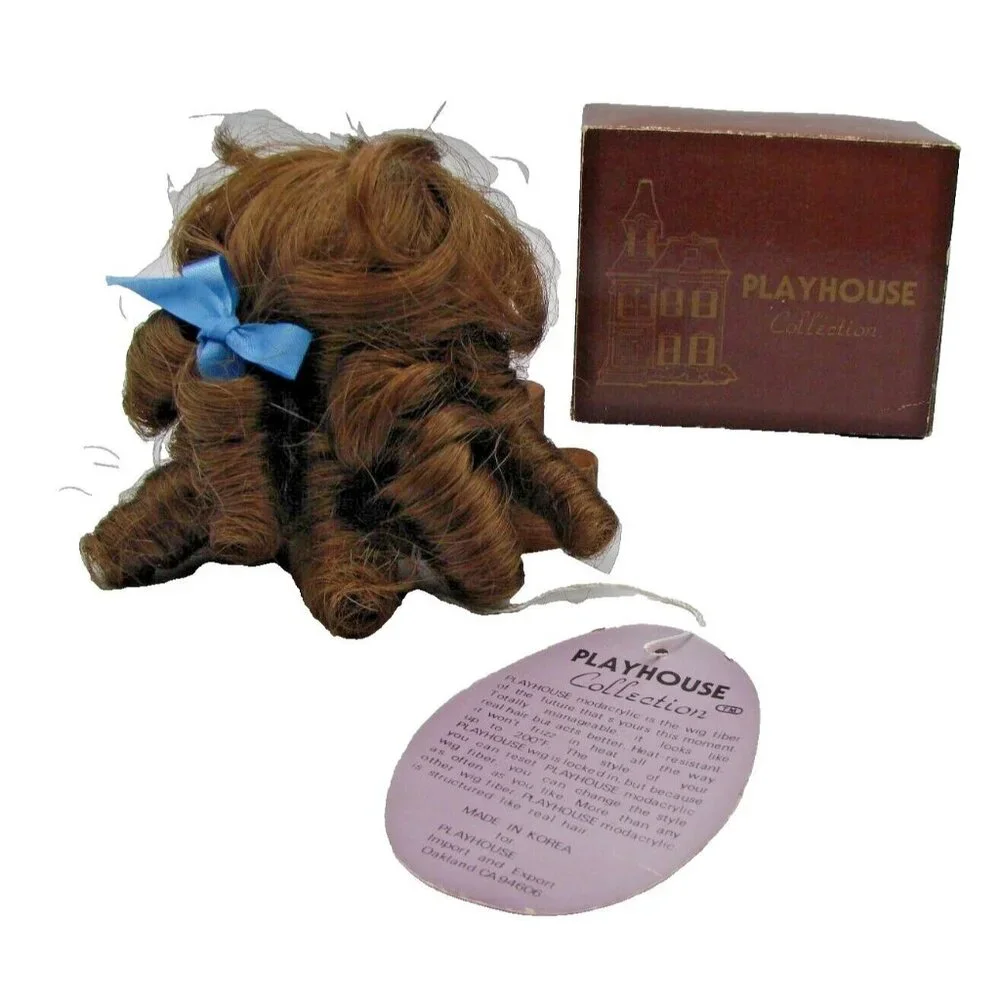 Modacrylic Doll Wig Nicole Light Brown Size 6-7 French Curl Ringlets Bow w/ Box